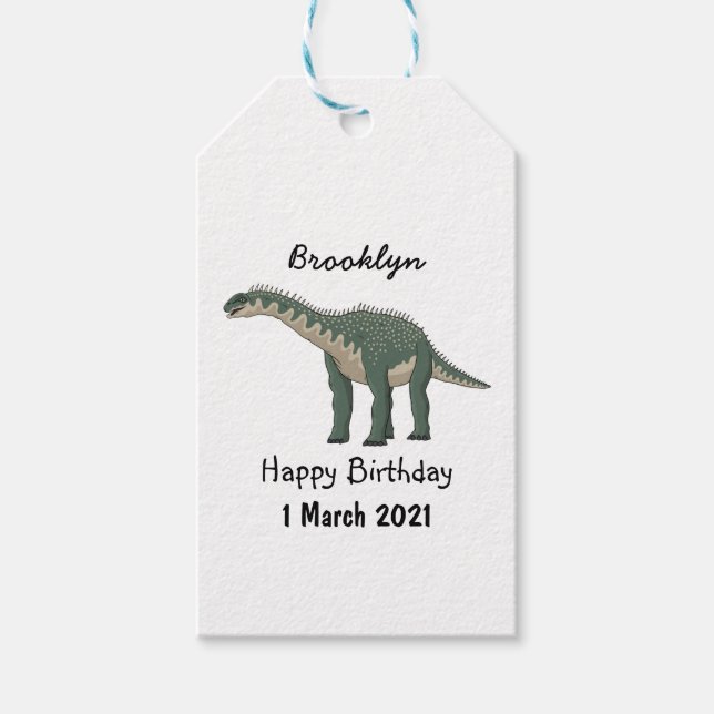 Barapasaurus cartoon illustration gift tags (Front)