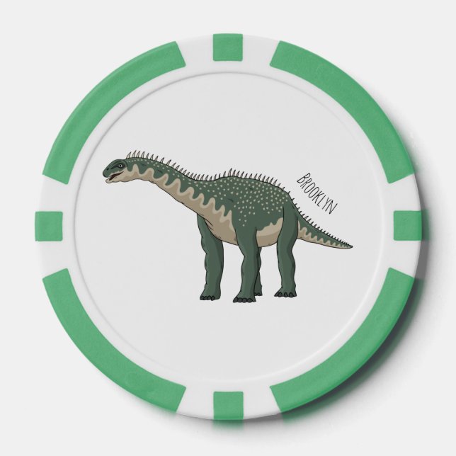 Barapasaurus cartoon illustration poker chips (Front)