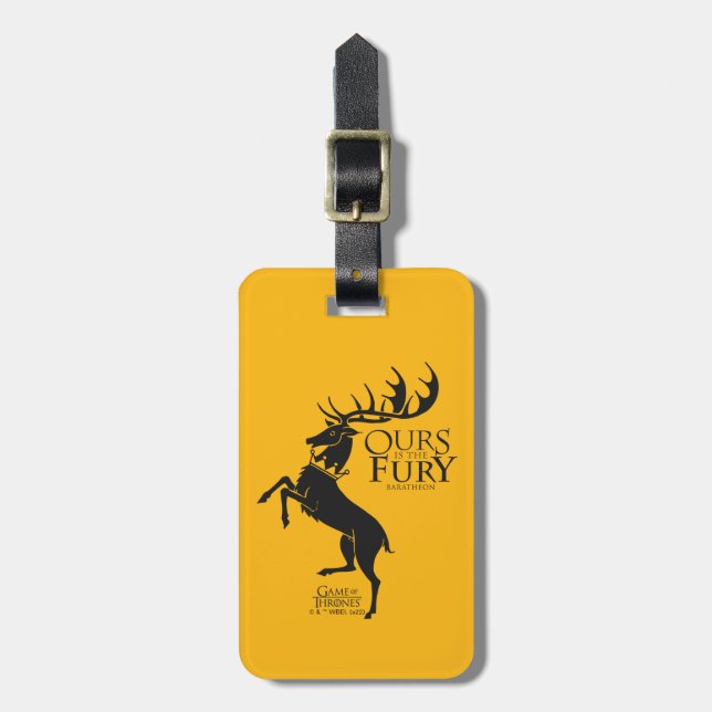Baratheon Sigil - Ours is the Fury Luggage Tag (Front Vertical)