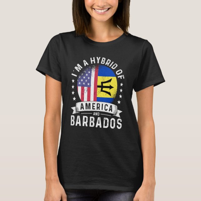Barbadian American Patriot Grown  Flag Humor T-Shirt (Front)