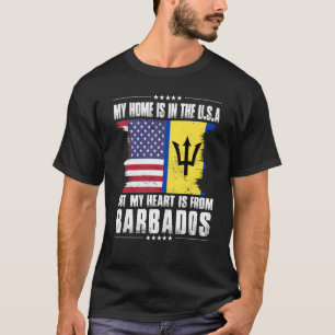 Barbadian American Patriot Grown Proud Home Heart  T-Shirt