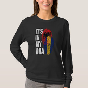 Barbadian And Albanian Mix DNA Flag Heritage T-Shirt