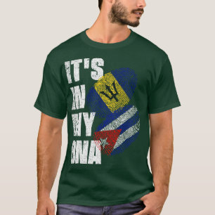 Barbadian And Cuban Mix DNA Flag Heritage T-Shirt