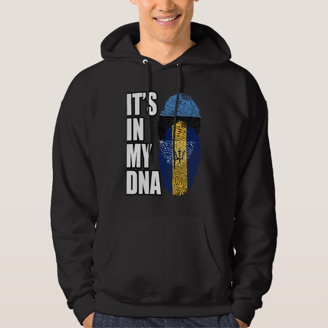 Barbadian And Estonian Mix DNA Flag Heritage Hoodie (Front)