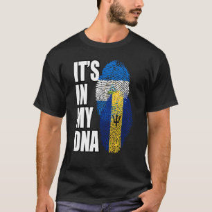 Barbadian And Nicaraguan Mix Dna Flag Heritage T-Shirt