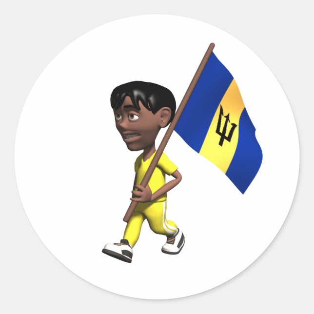 Barbadian Boy Classic Round Sticker (Front)