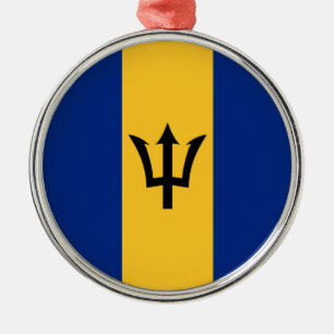 Barbadian Flag (Barbados) (Bajan)  Metal Tree Decoration