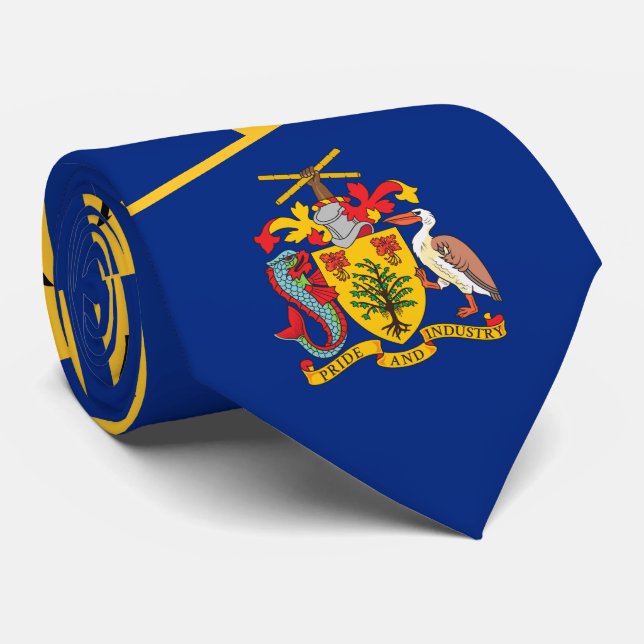 Barbadian Flag & Coat of Arms, Flag of Barbados Tie (Rolled)