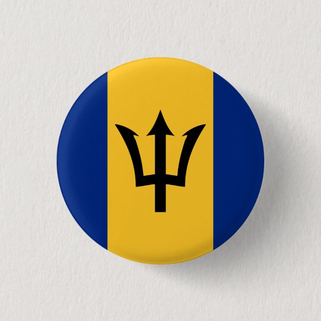 Barbadian Flag, Flag of Barbados 3 Cm Round Badge (Front)