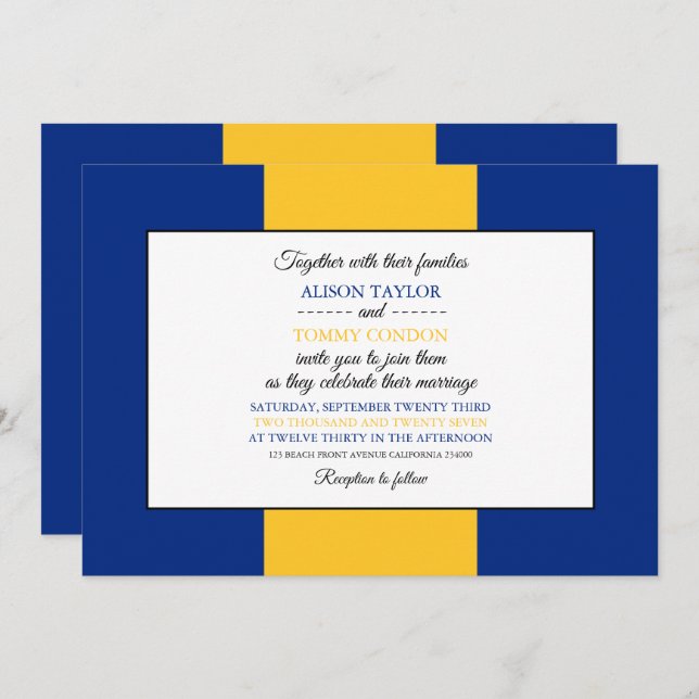 Barbadian Flag, Flag of Barbados Wedding Invitation (Front/Back)