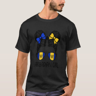 Barbadian Girl Messy Hair Barbados Pride Patriotic T-Shirt