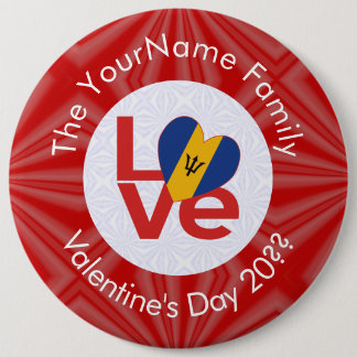 Barbadian Red LOVE Flag Personalised 6 Cm Round Badge