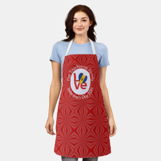 Barbadian Red LOVE Flag Personalised  Apron