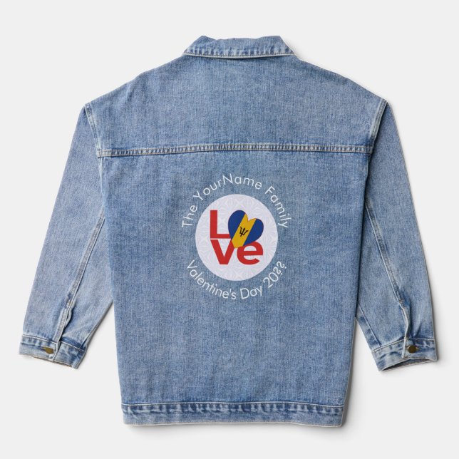 Barbadian Red LOVE Flag Personalised  Denim Jacket (Back)