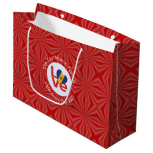 Barbadian Red LOVE Flag Personalised Large Gift Bag