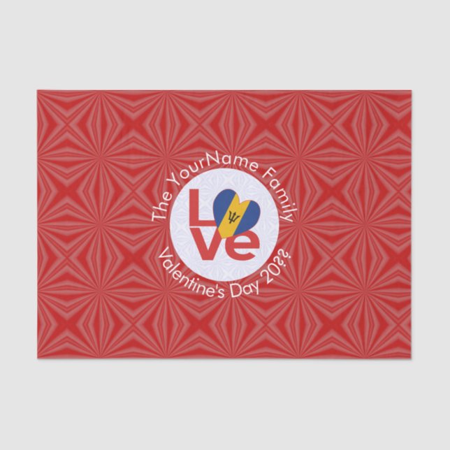 Barbadian Red LOVE Flag Personalised  Tissue Paper (Front)
