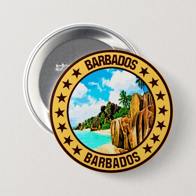 Barbados                                           7.5 cm round badge (Front & Back)