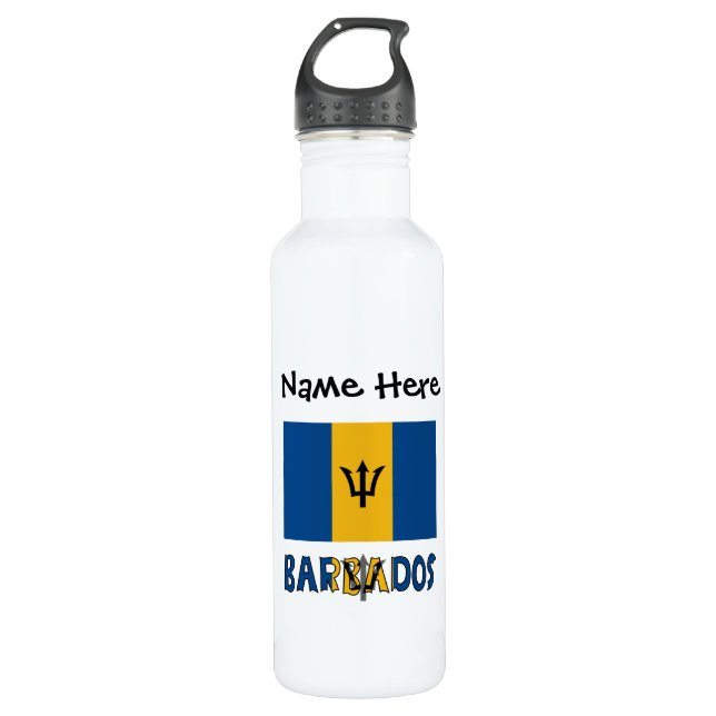 Barbados and Barbadian Flag Personalised  710 Ml Water Bottle (Front)