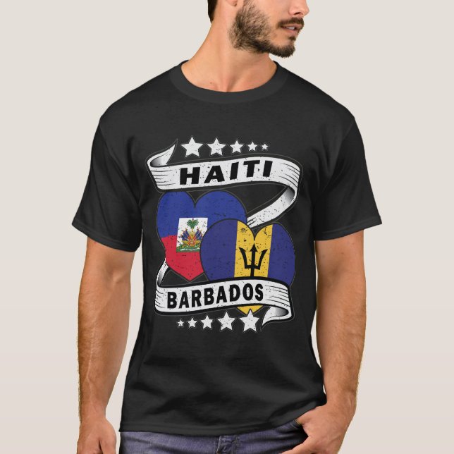 Barbados And Haiti Flag T-Shirt (Front)