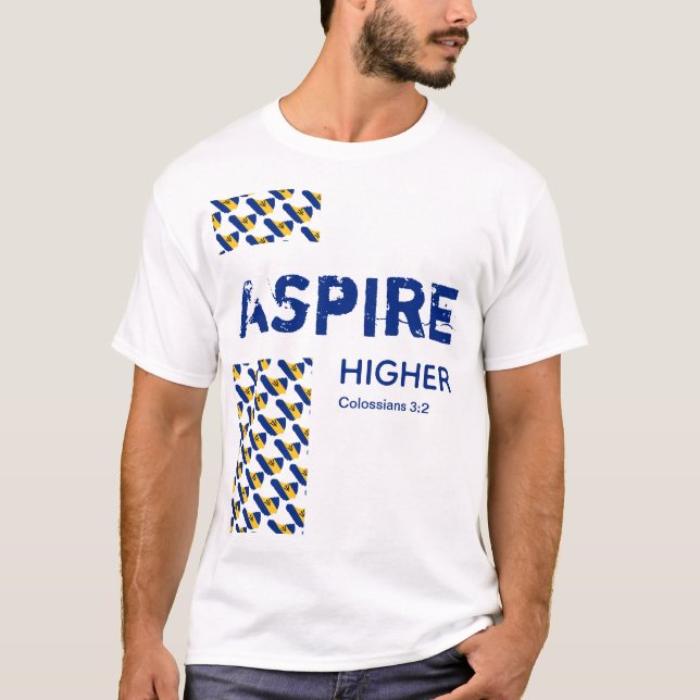 Barbados ASPIRE HIGHER Inspirational Scripture T-Shirt (Front)