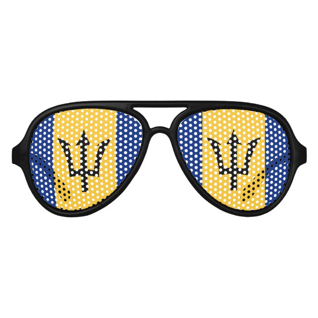 Barbados Bajan Flag Barbadian Caribbean Aviator Sunglasses (Front)