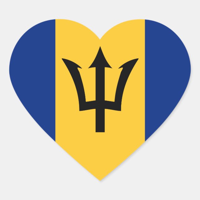 Barbados Bajan Flag Barbadian Caribbean Heart Sticker (Front)