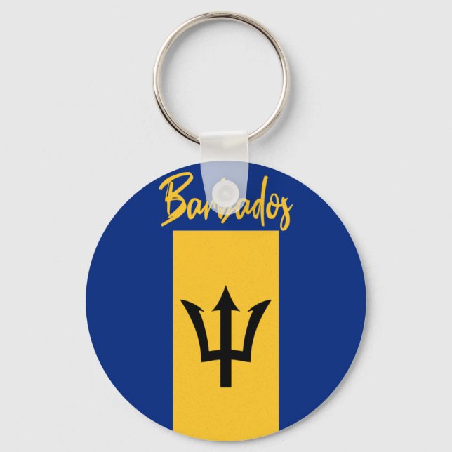 Barbados Bajan Flag Barbadian Caribbean Key Ring (Front)