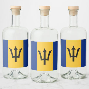 Barbados Bajan Flag Barbadian Caribbean Liquor Bottle Label