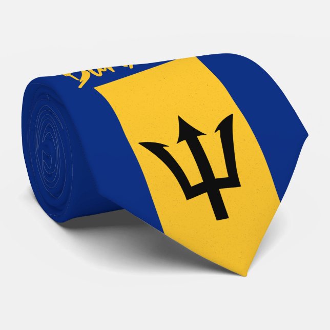 Barbados Bajan Flag Barbadian Caribbean Tie (Rolled)