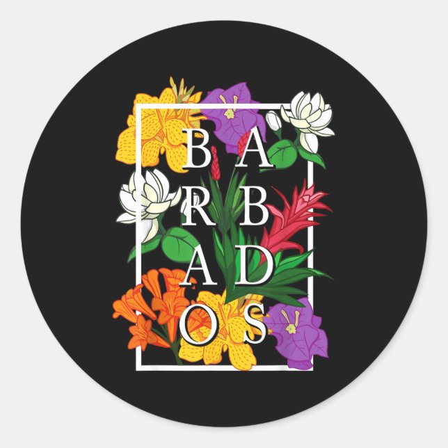 Barbados Bajan Wildflower Pride Floral  Classic Round Sticker (Front)