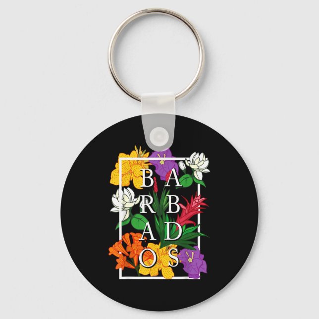 Barbados Bajan Wildflower Pride Floral  Key Ring (Front)