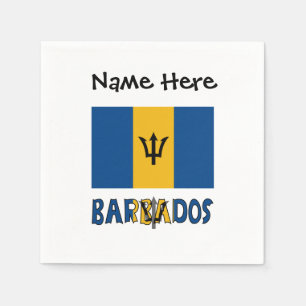 Barbados Barbadian Baja Flag Personalised Name Napkin