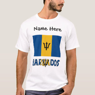 Barbados Barbadian Baja Flag Personalised Name  T-Shirt