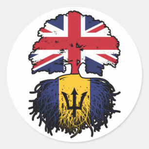 Barbados Barbadian British UK Tree Roots Flag Classic Round Sticker