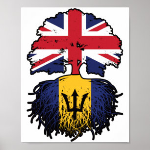 Barbados Barbadian British UK Tree Roots Flag Poster