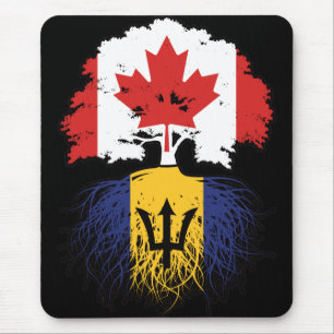 Barbados Barbadian Canadian Canada Tree Roots Flag Mouse Mat