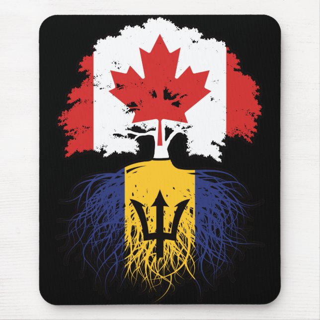Barbados Barbadian Canadian Canada Tree Roots Flag Mouse Mat (Front)