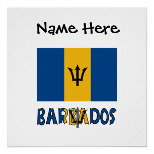 Barbados Barbadian Flag Black Personalization Poster