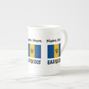 Barbados Barbarian Flag Personalised  Bone China Mug