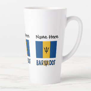 Barbadós Barbarian Flag Personalised  Latte Mug