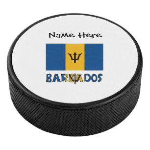 Barbados Barbarian Flag Personalised Name Hockey Puck