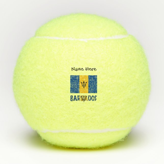 Barbados Barbarian Flag Personalised  Tennis Balls (Front)
