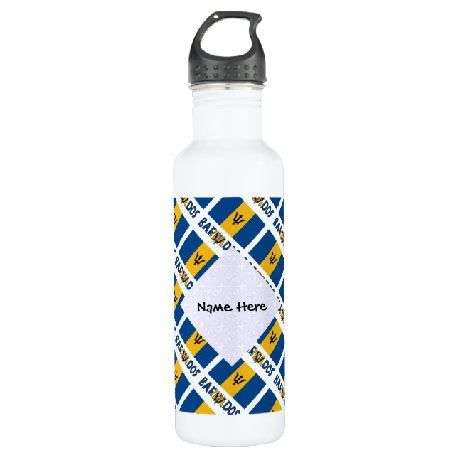 Barbados Barbarian Flag Tiled Personalised  710 Ml Water Bottle (Front)