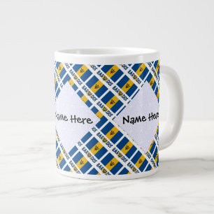 Barbados Barbarian Flag Tiled Personalised Name Large Coffee Mug