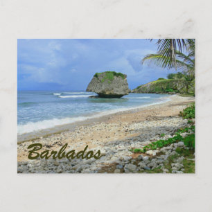 BARBADOS (BEACH/LARGE ROCK) POSTCARD