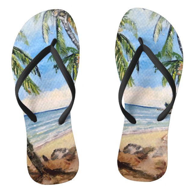 Barbados Beach, Pair of Flip Flops (Footbed)
