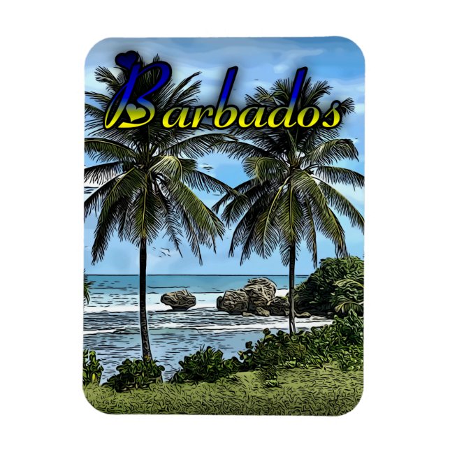 Barbados Beach Palm Trees Magnet (Vertical)