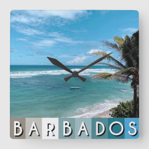 Barbados Beach Square Wall Clock