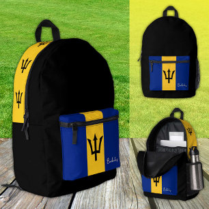 Barbados, black backpack, Barbados Flag /patriotic Printed Backpack