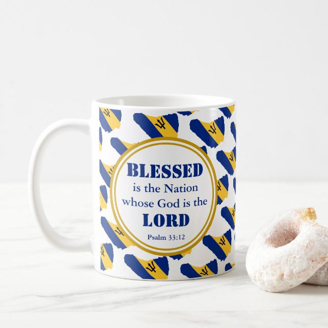 BARBADOS Blessed Nation Monogram Christian Coffee Mug (With Donut)